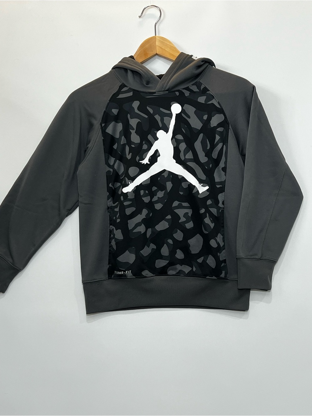 Nike Kids Gray & Black Hoodie with White Jumpman